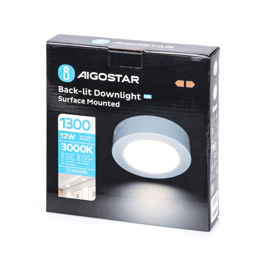 Aigostar - LED Plafoniera LED/12W/230V diametro 17,4 cm 3000K bianco