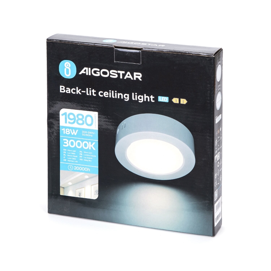 Aigostar - LED Plafoniera LED/18W/230V diametro 22,6 cm 3000K bianco
