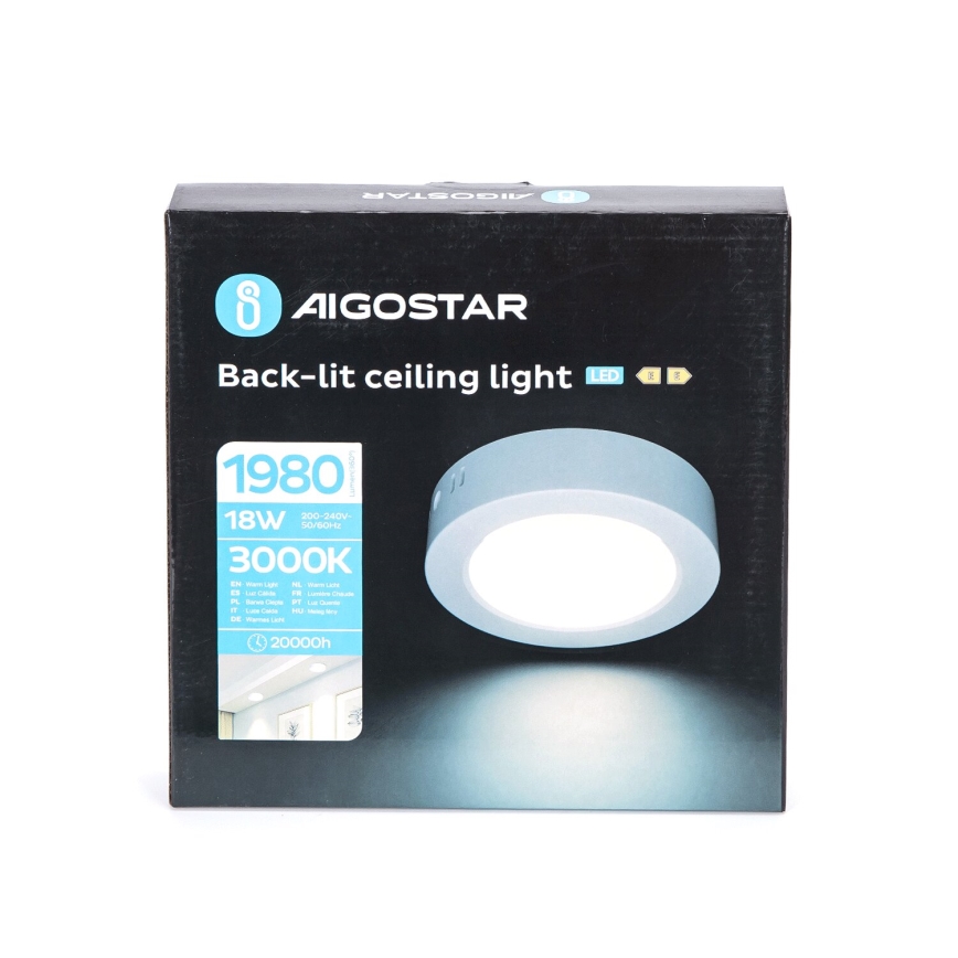 Aigostar - LED Plafoniera LED/18W/230V diametro 22,6 cm 3000K bianco