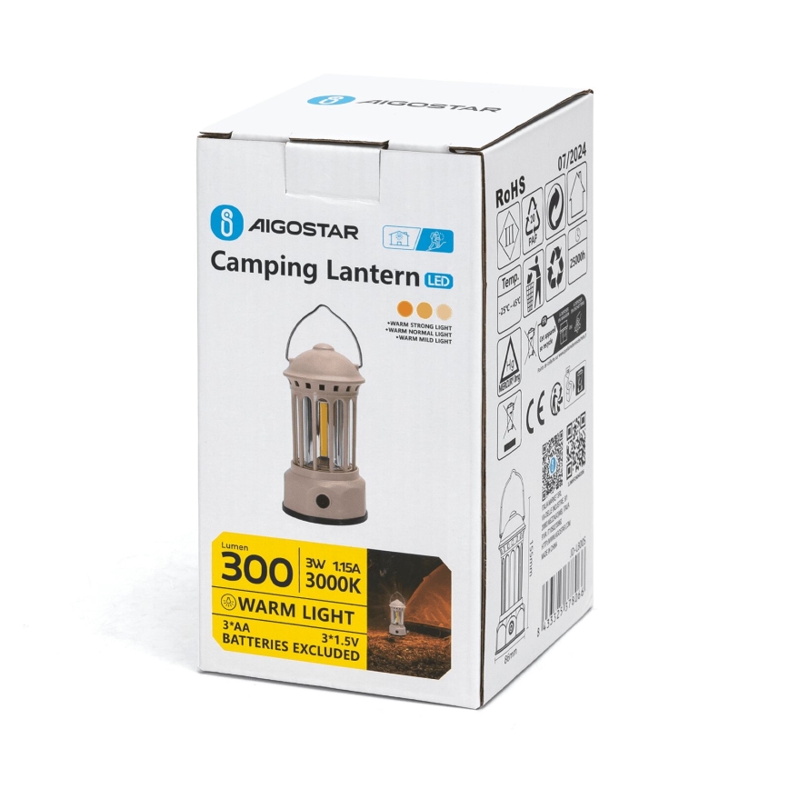 Aigostar - LED Portatile campeggio lampada LED/3W/3xAA