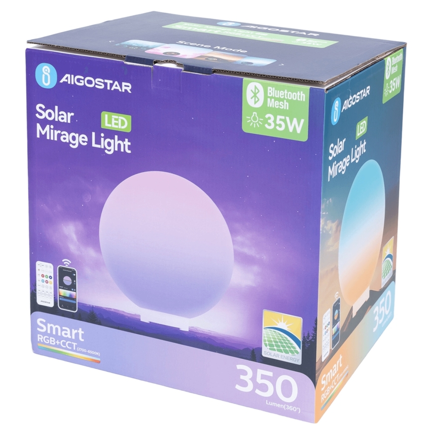 Aigostar - LED RGBW dimmbare Außenlampe MESH LED/35W/3,7V 4000mAh 2700-6500K IP65 Ø 50 cm + Fernbedienung