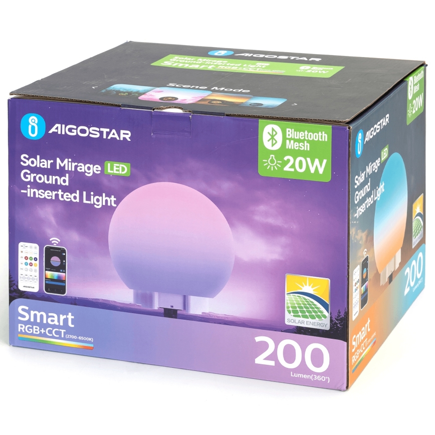 Aigostar - LED RGBW dimmbare Außenleuchte MESH LED/20W/3,7V 4000mAh 2700–6500K IP65 Ø 15 cm + Fernbedienung
