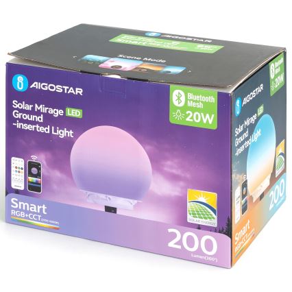 Aigostar - LED RGBW dimmbare Außenleuchte MESH LED/20W/3,7V 4000mAh 2700-6500K IP65 Ø 20 cm + Fernbedienung