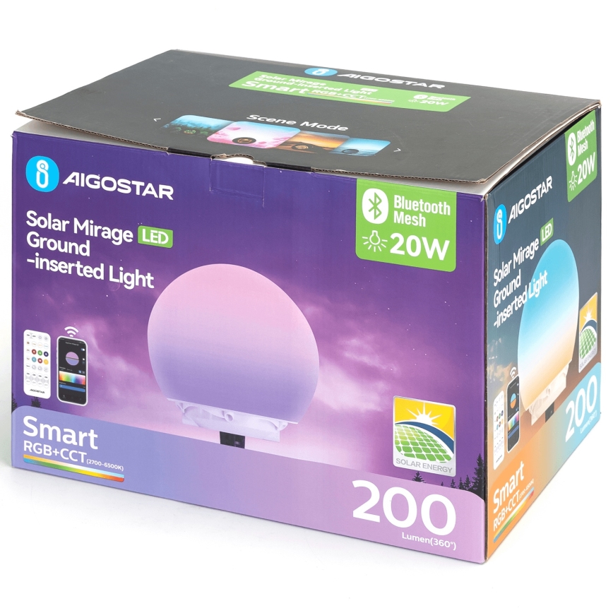 Aigostar - LED RGBW dimmbare Außenleuchte MESH LED/20W/3,7V 4000mAh 2700-6500K IP65 Ø 20 cm + Fernbedienung