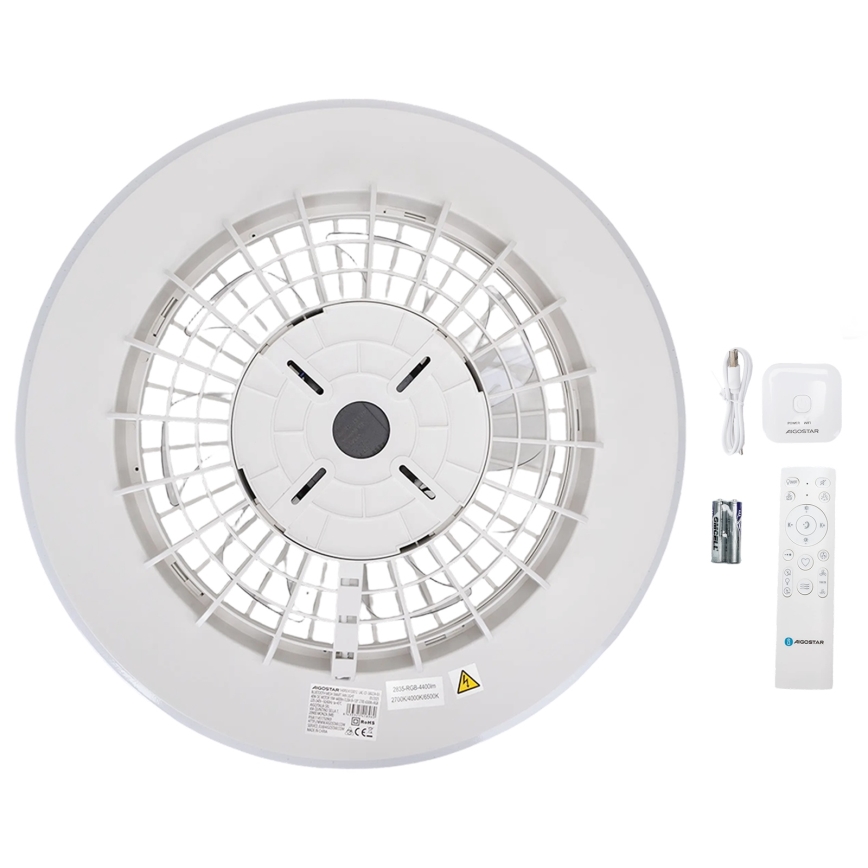 Aigostar - LED RGB Dimmbare Deckenleuchte mit Ventilator MESH LED/40W/230V 2700-6500K weiß + Fernbedienung