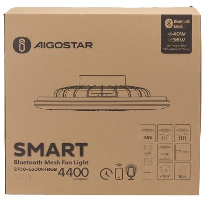Aigostar - LED RGB Dimmbare Deckenleuchte mit Ventilator MESH LED/40W/230V 2700-6500K weiß + Fernbedienung