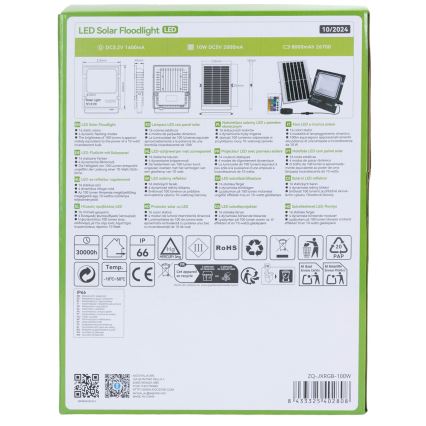 Aigostar - LED RGB Faro solare dimmerabile LED/100W/3,2V IP66 + telecomando