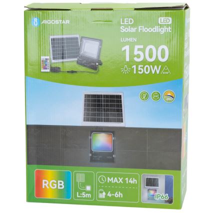 Aigostar - LED RGB Faro solare dimmerabile LED/150W/3,2V IP66 + telecomando