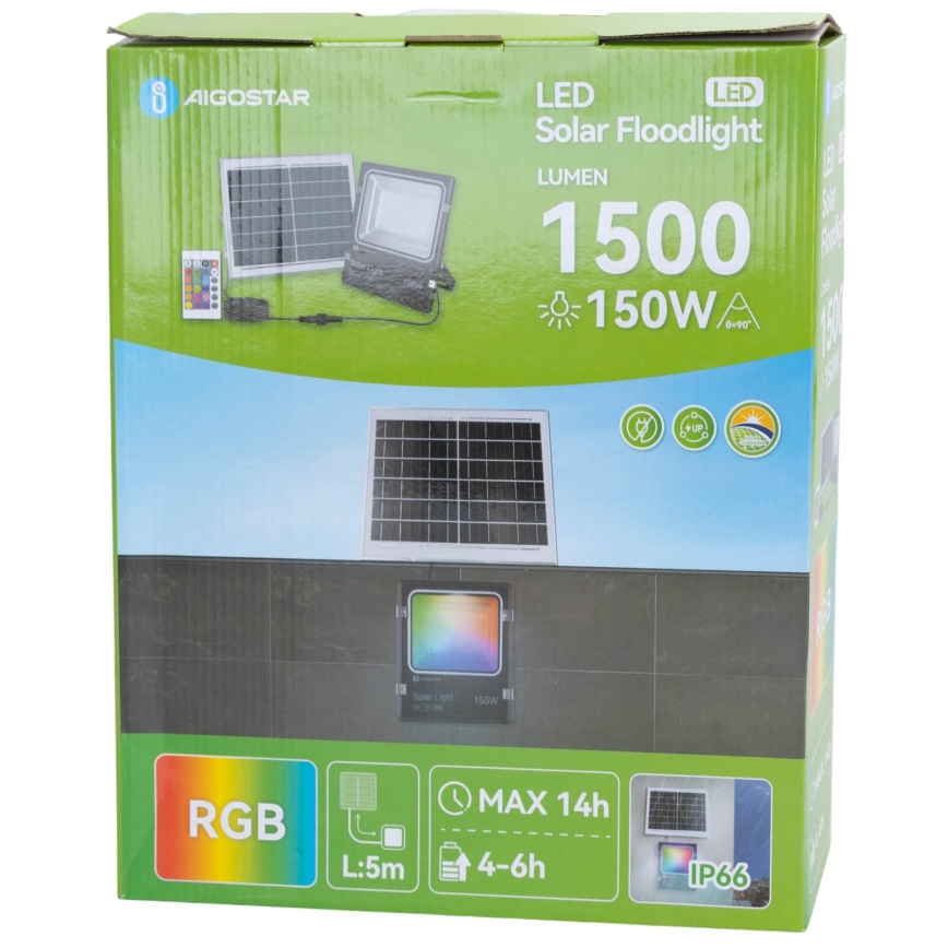 Aigostar - LED RGB Faro solare dimmerabile LED/150W/3,2V IP66 + telecomando
