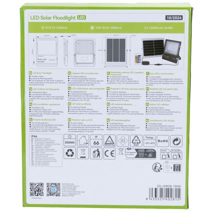Aigostar - LED RGB Faro solare dimmerabile LED/150W/3,2V IP66 + telecomando