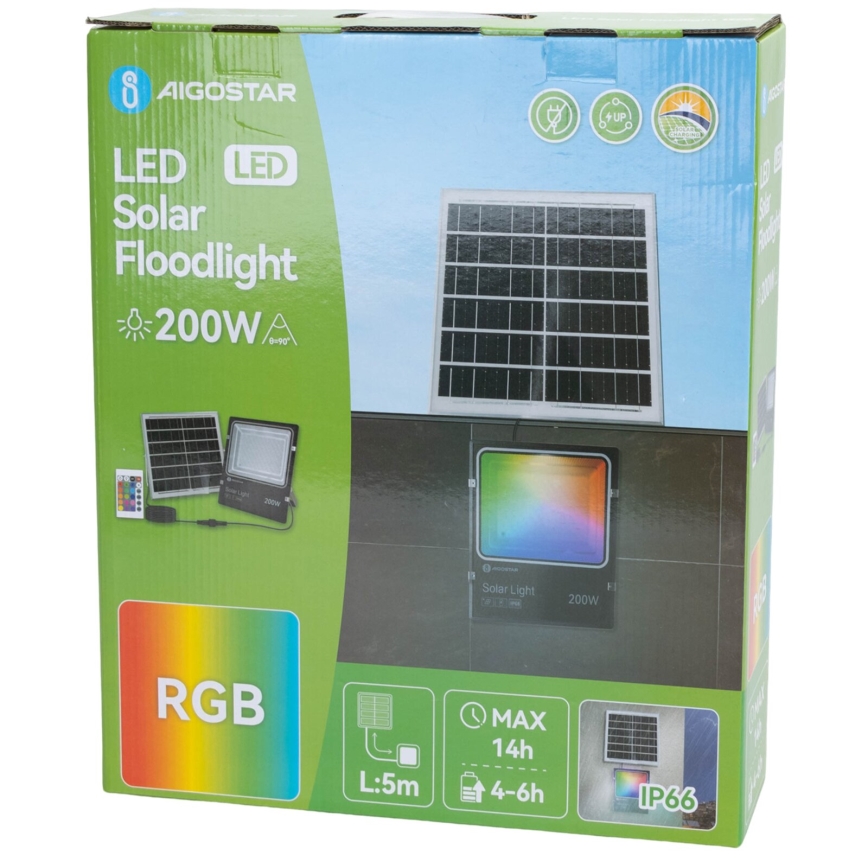 Aigostar - LED RGB Faro solare dimmerabile LED/200W/3,2V IP66 + telecomando