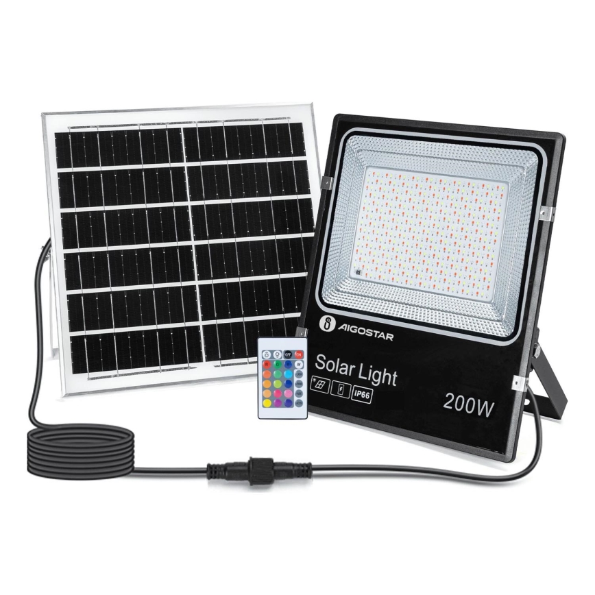 Aigostar - LED RGB Faro solare dimmerabile LED/200W/3,2V IP66 + telecomando