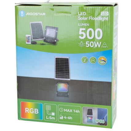 Aigostar - LED RGB Faro solare dimmerabile LED/50W/3,2V IP66 + telecomando