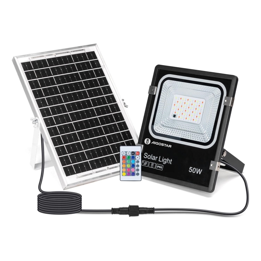 Aigostar - LED RGB Faro solare dimmerabile LED/50W/3,2V IP66 + telecomando