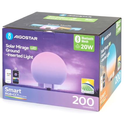 Aigostar - Lampe d'extérieur LED RGBW dimmable MESH LED/20W/3,7V 4000mAh 2700-6500K IP65 Ø 15 cm + télécommande