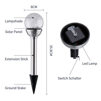 Aigostar - LED-RGB-Solarleuchte LED/0,08W/2V IP44 200 mAh
