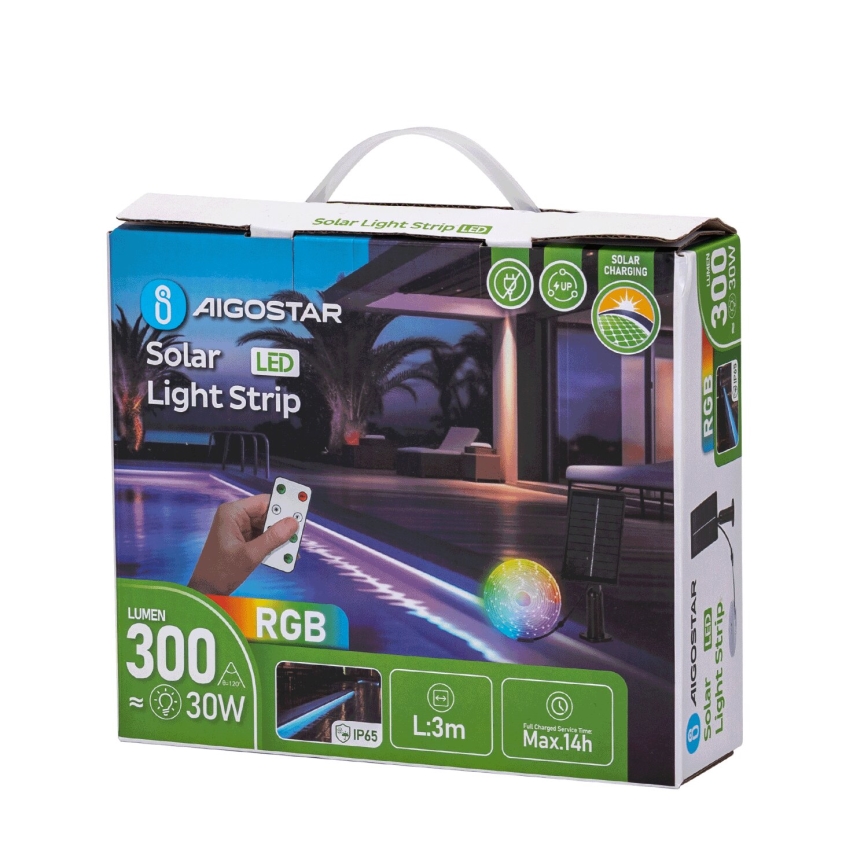 Aigostar - LED RGB Striscia solare dimmerabile LED/1,6W/3,2V 5 m IP65 + telecomando