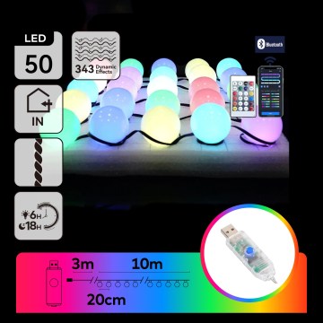Aigostar - LED RGBIC Lichterkette 25xLED/5W/USB 10 m mehrfarbig