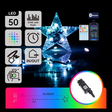 Aigostar - LED RGBICW Guirlande d'extérieur intelligente MESH 50xLED 5m IP44 + télécommande