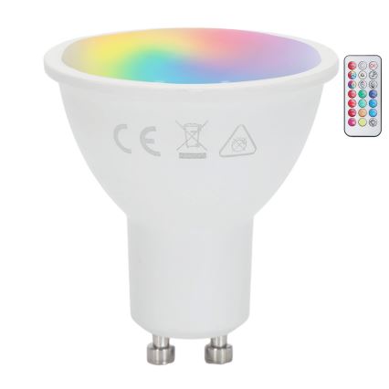 Aigostar - Ampoule LED RGBW dimmable GU10/4,8W/230V 3000K + télécommande