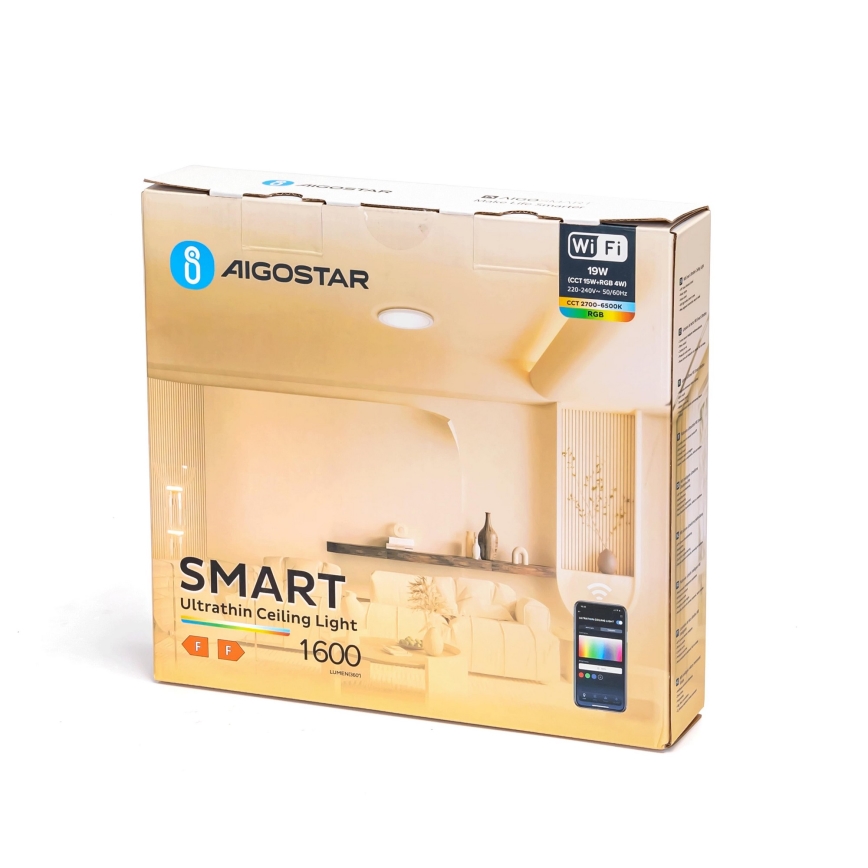 Aigostar - LED RGBW dimmbare Deckenleuchte LED/19W/230V 2700-6500K Wi-Fi