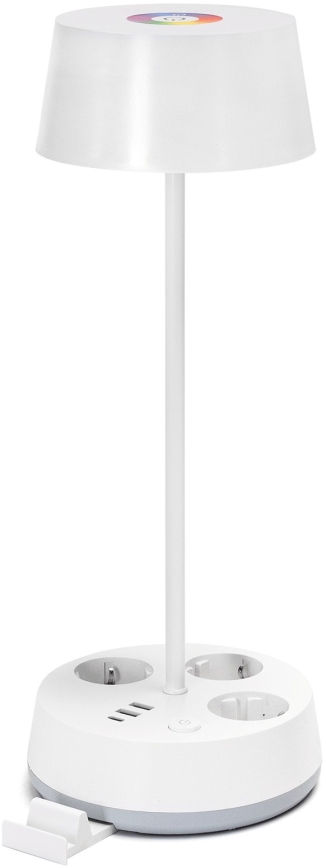 Aigostar - LED RGBW dimmbare Tischlampe mit Steckdosen und USB-Anschluss LED/4,6W/230V 3000/4000/6500K weiß