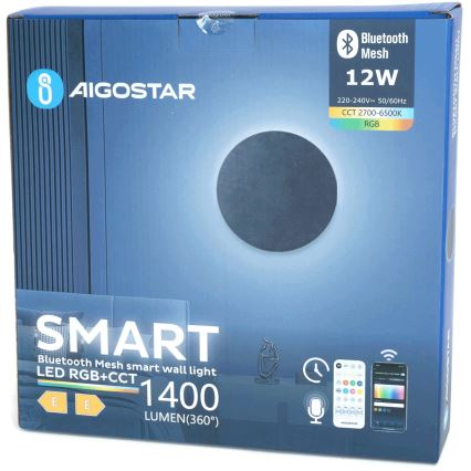 Aigostar - LED RGBW Dimmbare Wandleuchte MESH Smart LED/12W/230V 2700-6500K schwarz + Fernbedienung