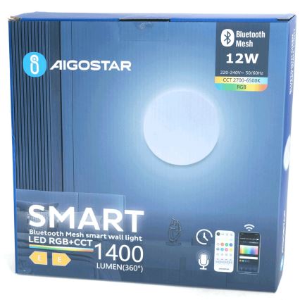Aigostar - LED RGBW Applique dimmerabile MESH Smart LED/12W/230V 2700-6500K bianco + telecomando