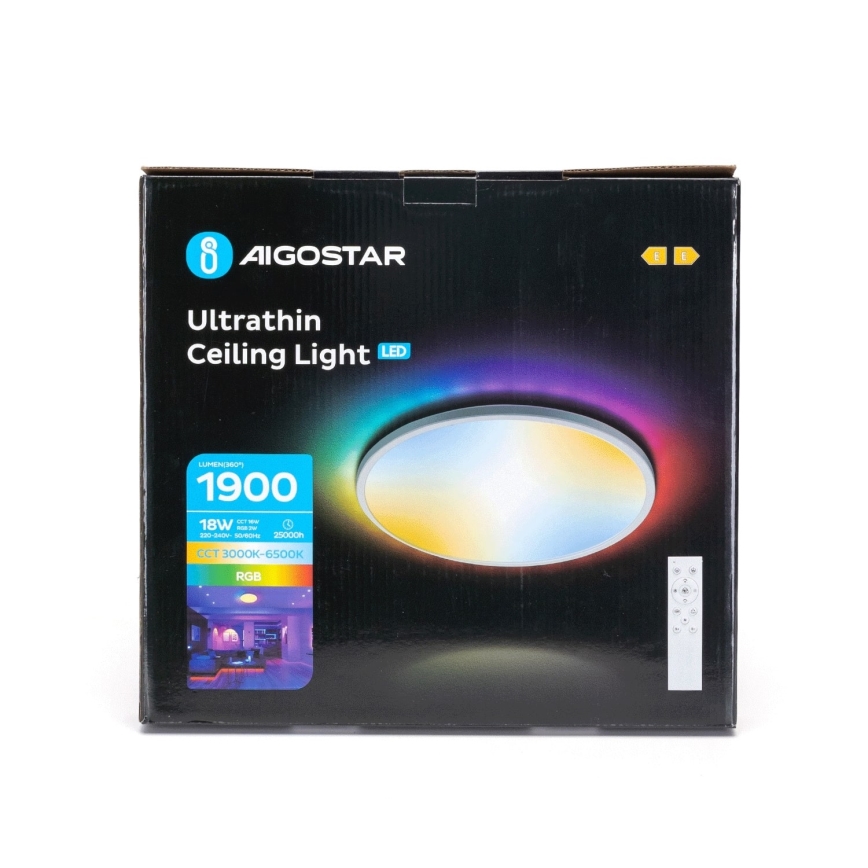 Aigostar - LED RGBW Plafoniera dimmerabile da bagno LED/18W/230V 3000-6500K diametro 30 cm IP44 + telecomando