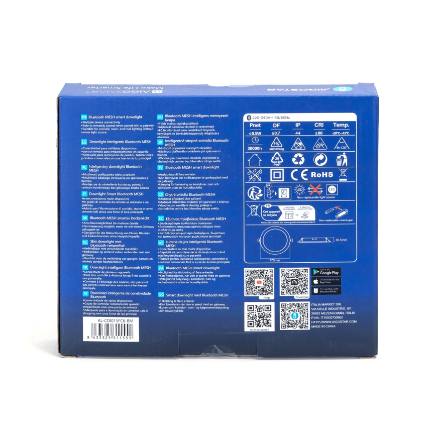 Aigostar - LED RGBW Lampada da incasso dimmerabile MESH LED/15W/230V 2700-6500K diametro 17 cm