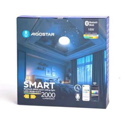 Aigostar - LED RGBW Plafoniera dimmerabile da bagno MESH Smart LED/18W/230V 3000-6500K IP44 + telecomando