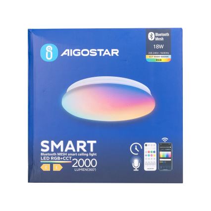 Aigostar - LED RGBW Plafoniera dimmerabile da bagno MESH Smart LED/18W/230V 3000-6500K IP44 + telecomando