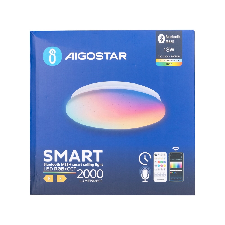Aigostar - LED RGBW Plafoniera dimmerabile da bagno MESH Smart LED/18W/230V 3000-6500K IP44 + telecomando