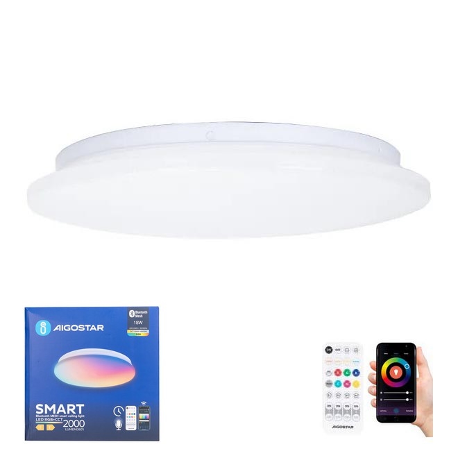 Aigostar - LED RGBW Plafoniera dimmerabile da bagno MESH Smart LED/18W/230V 3000-6500K IP44 + telecomando