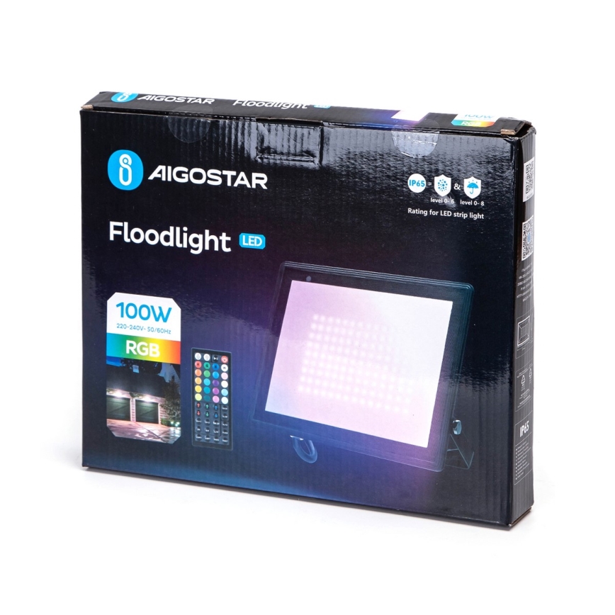 Aigostar - Projecteur LED RGBW dimmable/100W/230V IP65 + télécommande