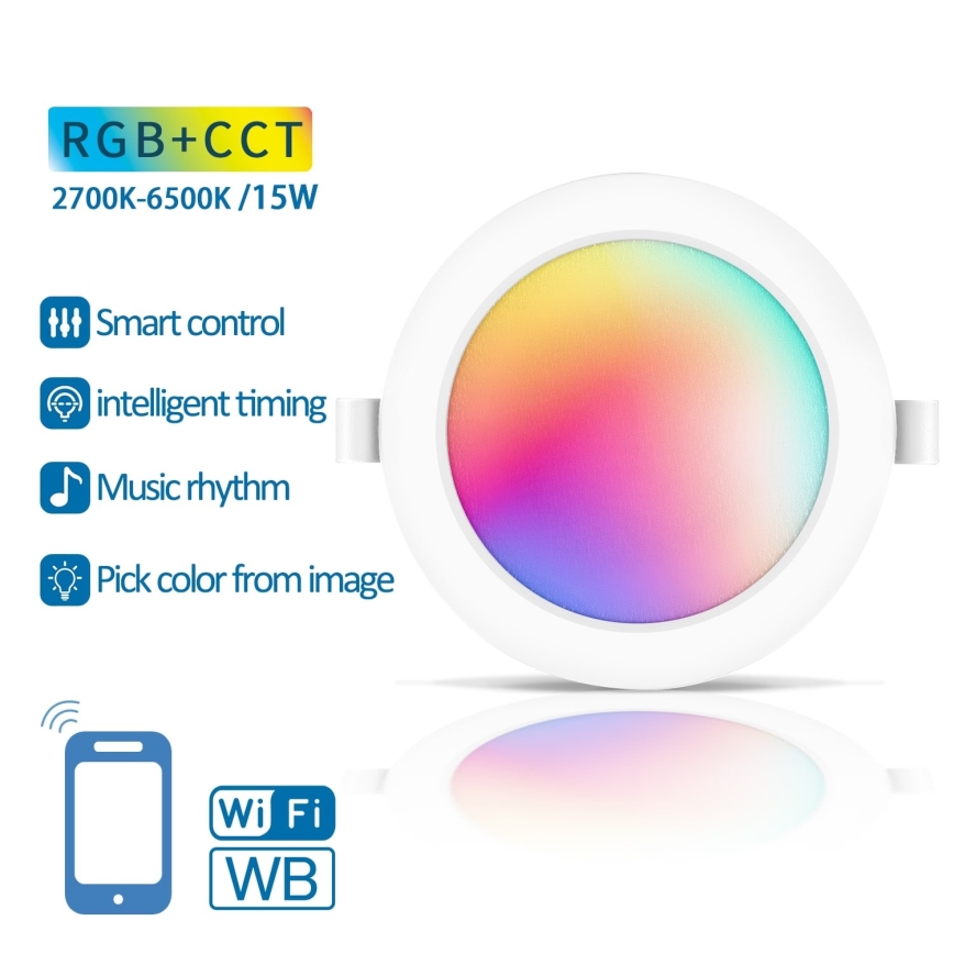 Aigostar - LED RGBW Spot encastrable à intensité variable LED/15W/230V 2700-6500K d. 17,5 cm Wi-Fi