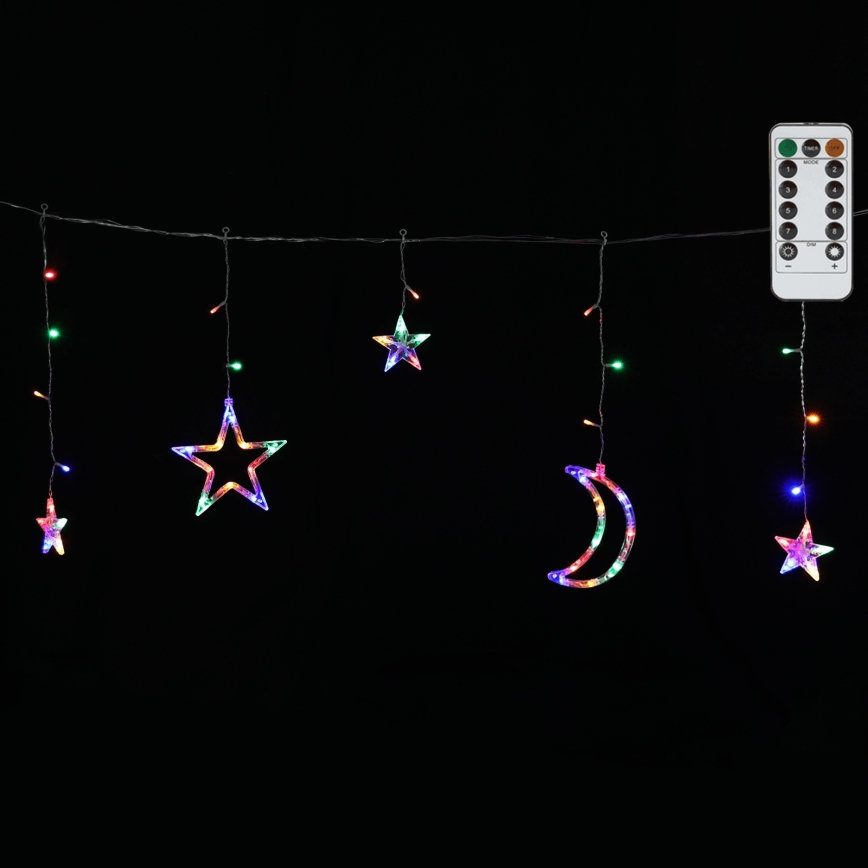 Aigostar - LED RGBY Außen-Lichterkette 120 LEDs / 8 Funktionen, 3 x 0,6 m, IP44, mehrfarbig + Fernbedienung