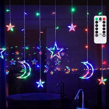 Aigostar - LED RGBY Außen-Weihnachtslichterkette 120xLED/8 Funktionen 3x0,6m IP44 mehrfarbig + Fernbedienung