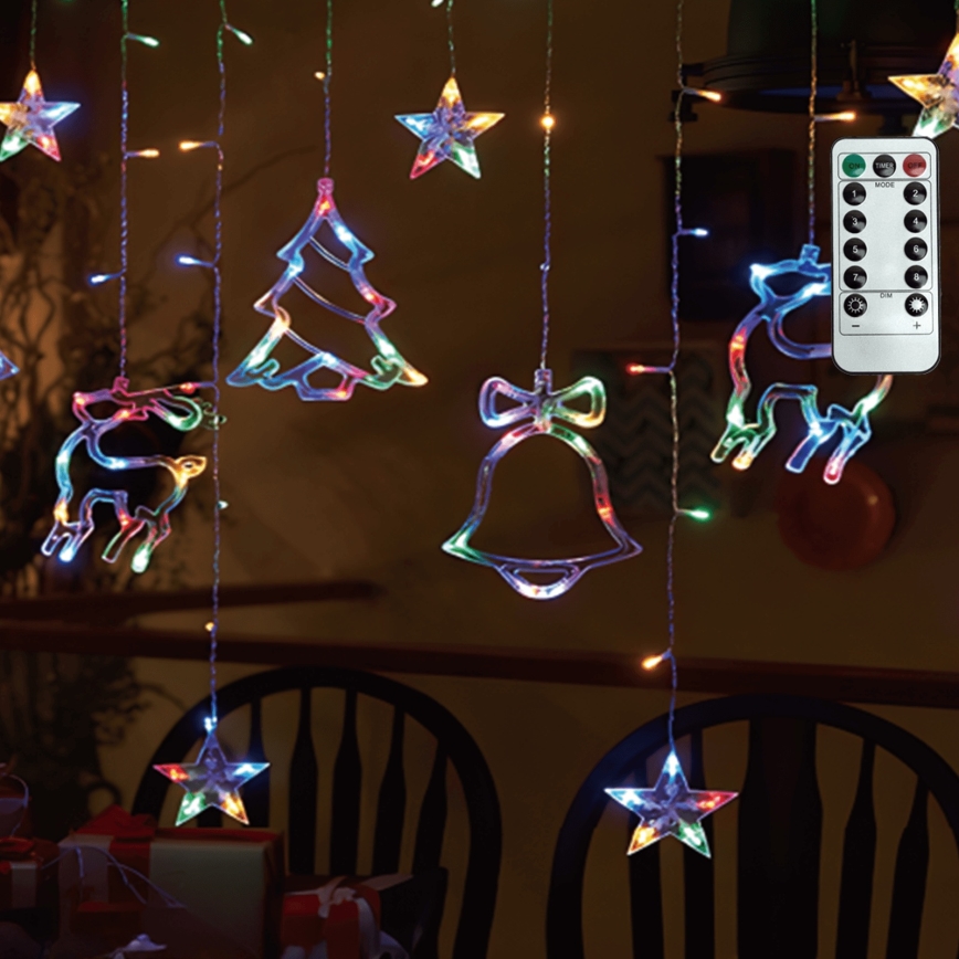 Aigostar - LED RGBY Außen-Weihnachtslichterkette 120xLED/8 Funktionen 3x0,6m IP44 mehrfarbig + Fernbedienung