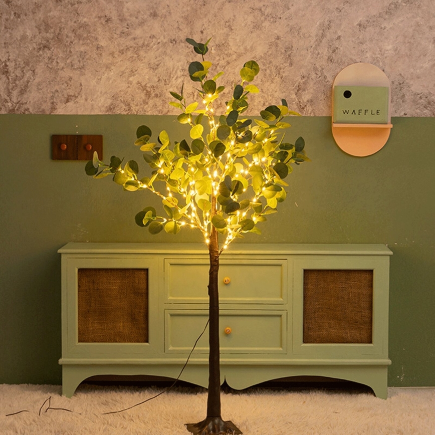 Aigostar - LED Solar-Dekoration 150xLED/3,2m IP65 300 mAh warmweiß Eukalyptus