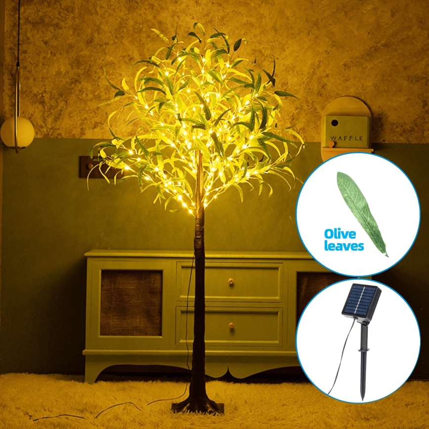 Aigostar - LED Solar-Dekoration 210xLED/3,5m IP65 1200 mAh warmweiß Olive