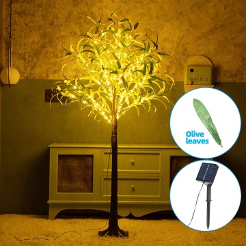 Aigostar - LED Solar-Dekoration 285xLED/3,8m IP65 1200 mAh warmweiβ Olive