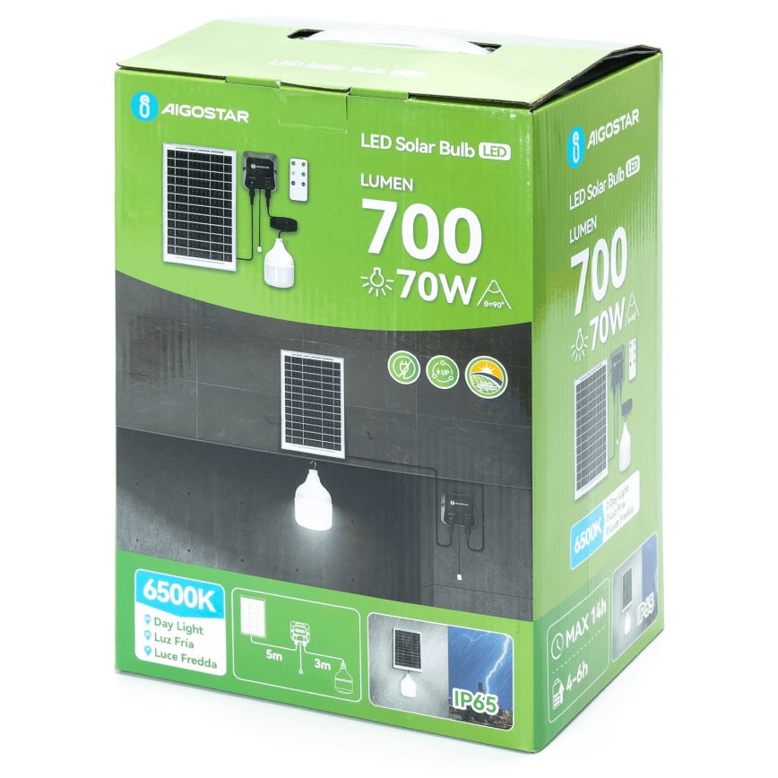 Aigostar - LED Solar-Pendelleuchte LED/70W/12V 6000 mAh 6500K IP65 Ø 12 cm + Fernbedienung