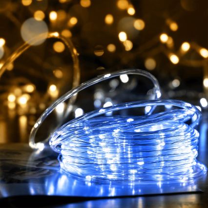 Aigostar - LED Solar-Lichterkette 100 LEDs / 8 Funktionen, 12 m, IP65, kaltweiß, 800 mAh
