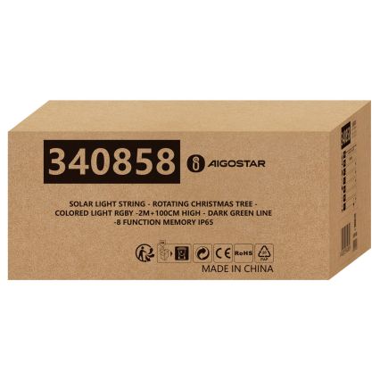 Aigostar - LED-Solar-Weihnachtsdekoration 66xLED/0,59W/3,7V 100 cm IP65 130 mAh Baum mehrfarbig