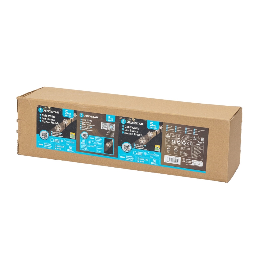 Aigostar - LED-Solar-Weihnachtsleuchte LED/0,054W/1,2V 1m IP65 kaltweiß