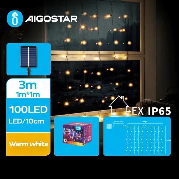 Aigostar - LED Solar-Weihnachtslichterkette 100xLED/8 Funktionen 4x1m IP65 warmweiß 800 mAh