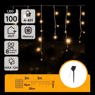 Aigostar - LED-Solar-Weihnachtslichterkette 100xLED/8 Funktionen 8x0,6m 800 mAh IP65 warmweiß