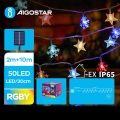 Aigostar - LED-Solar-Weihnachtslichterkette 50xLED/8 Funktionen 12m IP65 mehrfarbig