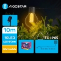 Aigostar - LED Solare catena decorativa 10xLED/8 funzioni 10,5m IP65 bianco caldo 1200 mAh